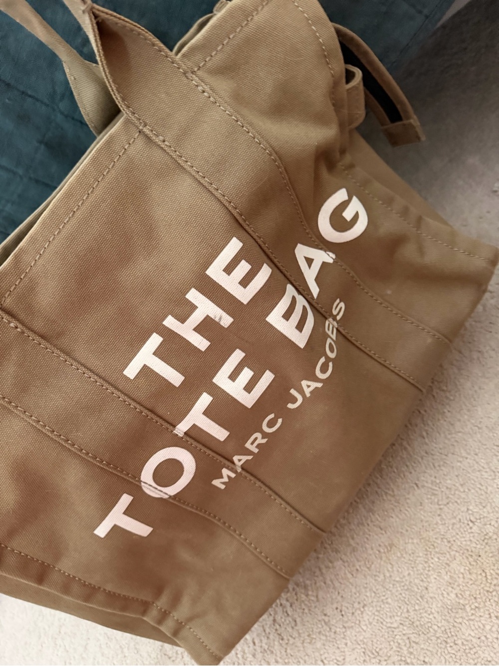 Marc Jacobs Canvas Tote Bag in Khaki with White Logo